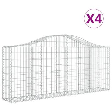 Arched Gabion Baskets - 4 pcs Galvanised Iron | HipoMarket