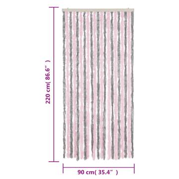 Fly Curtain Silver Grey & Pink 90x220 cm - Insect Protection