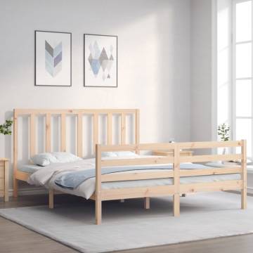 Solid Wood Bed Frame with Headboard 160x200 cm | HipoMarket