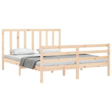 Solid Wood Bed Frame with Headboard 160x200 cm | HipoMarket