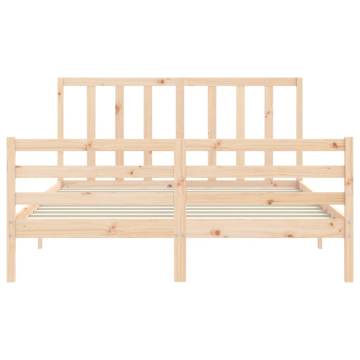 Solid Wood Bed Frame with Headboard 160x200 cm | HipoMarket