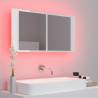 LED Bathroom Mirror Cabinet - High Gloss White 90x12x45 cm