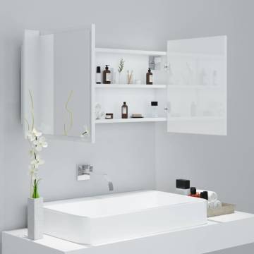 LED Bathroom Mirror Cabinet - High Gloss White 90x12x45 cm