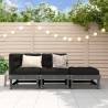 3 Piece Garden Lounge Set Grey Solid Wood Pine Colour grey pine Quantity in Package 1 Model corner + middle + footrest 