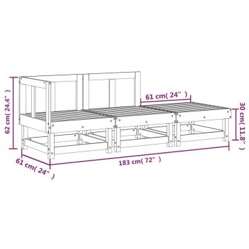 3 Piece Grey Garden Lounge Set - Solid Pine Wood