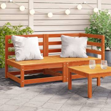 Garden Sofa 2-Seater - Wax Brown Solid Pine Wood