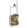 Log Holder White - Solid Pine Wood | 33.5x30x110 cm