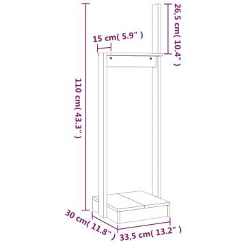 Log Holder White - Solid Pine Wood | 33.5x30x110 cm