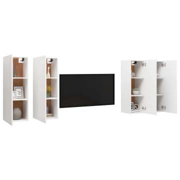 Stylish White TV Cabinets Set - 4 pcs | 30.5x30x90 cm