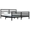 Black Solid Wood Pine Bed Frame 200x200 cm - HipoMarket