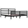 Black Solid Wood Pine Bed Frame 200x200 cm - HipoMarket