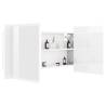 LED Bathroom Mirror Cabinet - High Gloss White 90x12x45 cm