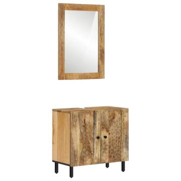 2 Piece Solid Wood Mango Bathroom Cabinet Set | HiPo Market