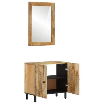 2 Piece Solid Wood Mango Bathroom Cabinet Set | HiPo Market