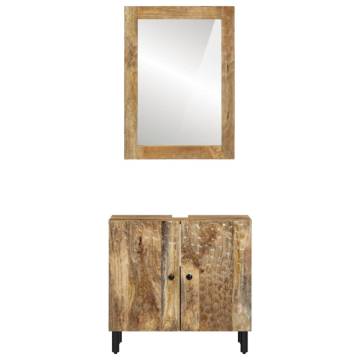 2 Piece Solid Wood Mango Bathroom Cabinet Set | HiPo Market