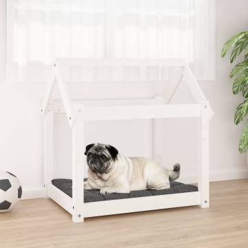 Comfortable White Dog Bed - Solid Pine Wood 71x55x70 cm