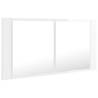 LED Bathroom Mirror Cabinet - High Gloss White 90x12x45 cm