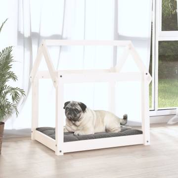 Comfortable White Dog Bed - Solid Pine Wood 71x55x70 cm