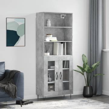 Stylish Highboard Concrete Grey | Durable Engineered Wood