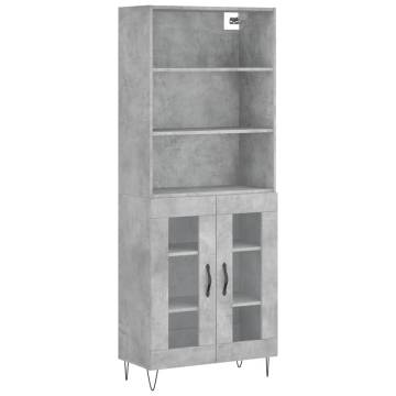 Stylish Highboard Concrete Grey | Durable Engineered Wood