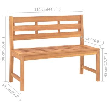 Solid Teak Wood Garden Bench - 114 cm | Hipomarket