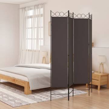 4-Panel Brown Room Divider - Stylish & Versatile 160x200 cm