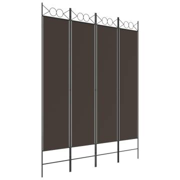 4-Panel Brown Room Divider - Stylish & Versatile 160x200 cm