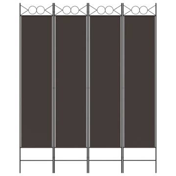 4-Panel Brown Room Divider - Stylish & Versatile 160x200 cm