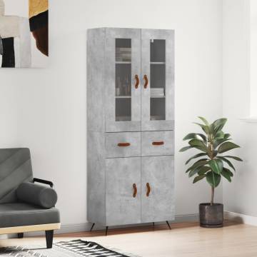 Stylish Highboard Concrete Grey 69.5x34x180 cm - HipoMarket