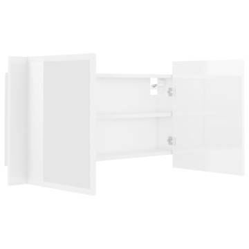 LED Bathroom Mirror Cabinet - High Gloss White 90x12x45 cm