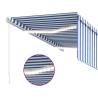 Manual Retractable Awning with LED - 3x2.5m Blue & White