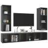 Stylish Wall-mounted TV Cabinets - 4 pcs High Gloss Grey