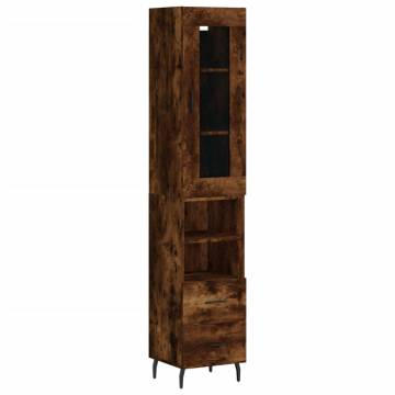 Elegant Highboard in Smoked Oak | 34.5x34x180 cm