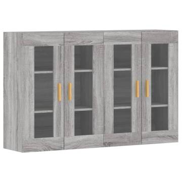 Elegant Grey Sonoma Wall Mounted Cabinets - 2 Pcs