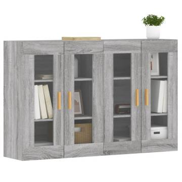 Elegant Grey Sonoma Wall Mounted Cabinets - 2 Pcs