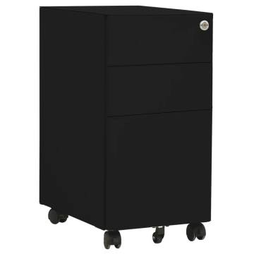 Mobile File Cabinet Black 30x45x59 cm - Durable Steel Storage