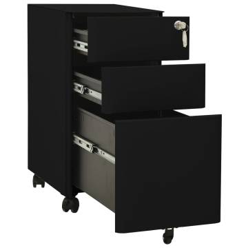 Mobile File Cabinet Black 30x45x59 cm - Durable Steel Storage