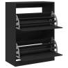 Shoe Cabinet with 2 Flip-Drawers - Black 80x42x108 cm