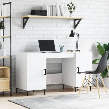 High Gloss White Desk 140x50 cm - Elegant & Practical Design