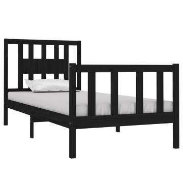 Black Solid Wood Bed Frame 90x190 cm Single - Hipomarket