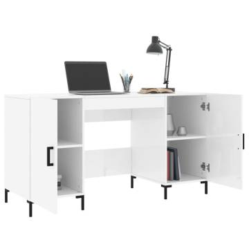 High Gloss White Desk 140x50 cm - Elegant & Practical Design