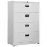 Stylish Light Grey Filing Cabinet - 90x46x134 cm Steel