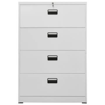 Stylish Light Grey Filing Cabinet - 90x46x134 cm Steel