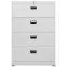 Stylish Light Grey Filing Cabinet - 90x46x134 cm Steel