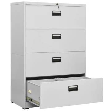 Stylish Light Grey Filing Cabinet - 90x46x134 cm Steel