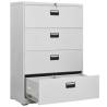 Stylish Light Grey Filing Cabinet - 90x46x134 cm Steel