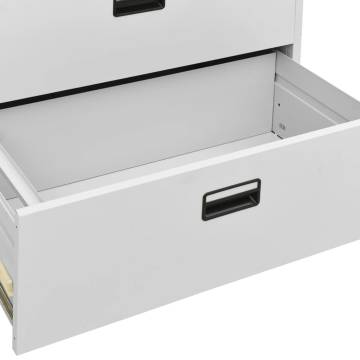 Stylish Light Grey Filing Cabinet - 90x46x134 cm Steel