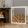 Firewood Rack White 100x25x100 cm - Solid Pine Wood Storage