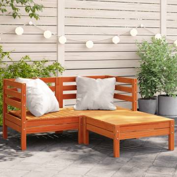 Garden Sofa 2-Seater with Footstool - Solid Pine Wood