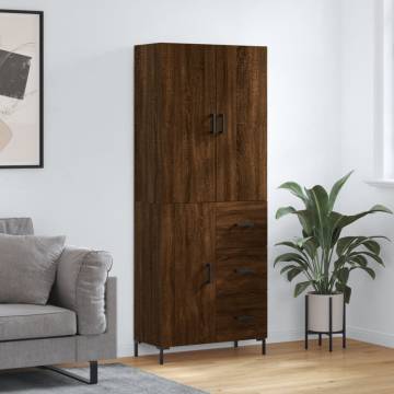 Elegant Brown Oak Highboard - Stylish Storage Solution